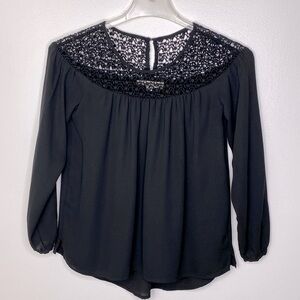 LOFT By Ann Taylor Black Crochet Blouse size XXSP